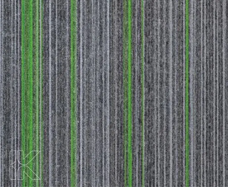 Carpet Tiles - Grey with Green Lines